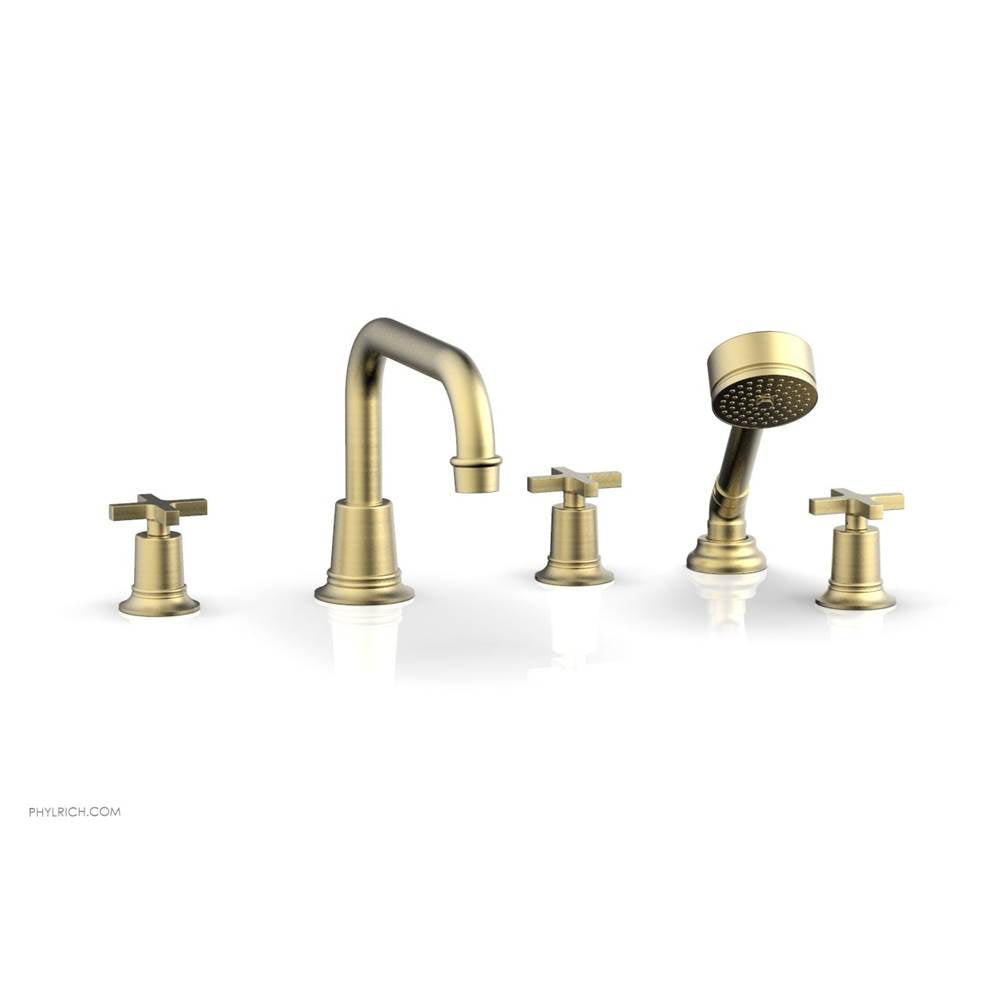 Phylrich - D/Tub W Hs To, Cro Hdl Flat Spout - Burnished Gold