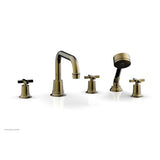 Phylrich - D/Tub W Hs To, Cro Hdl Flat Spout - Antique Brass