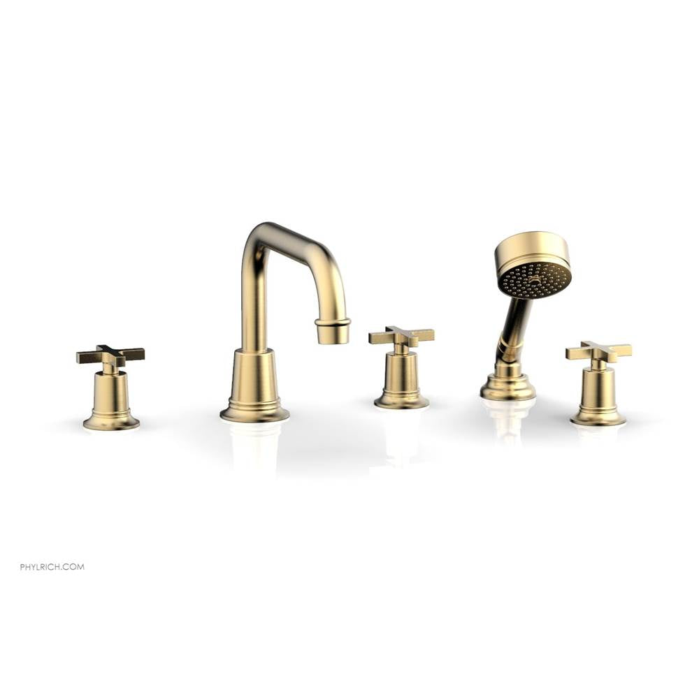 Phylrich - D/Tub W Hs To, Cro Hdl Flat Spout - Satin Brass