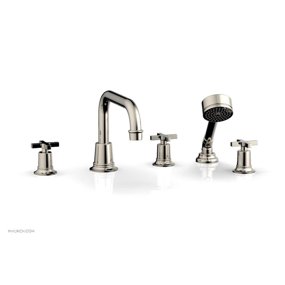 Phylrich - D/Tub W Hs To, Cro Hdl Flat Spout - Polished Nickel