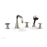 Phylrich - D/Tub W Hs To, Cro Hdl Flat Spout - Polished Nickel