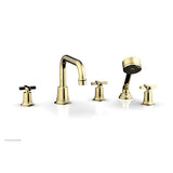 Phylrich - D/Tub W Hs To, Cro Hdl Flat Spout - Polished Brass