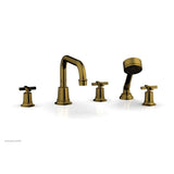 Phylrich - D/Tub W Hs To, Cro Hdl Flat Spout - French Brass