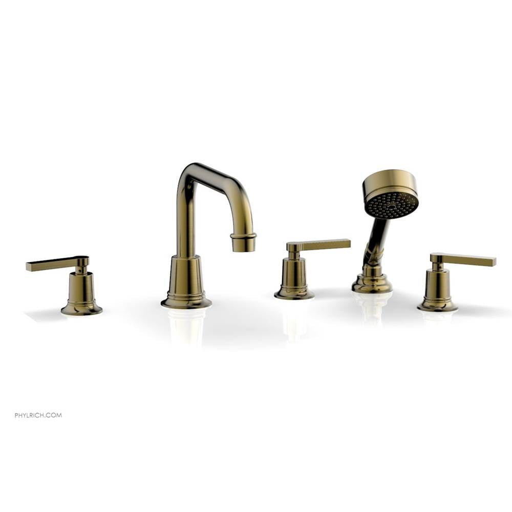 Phylrich - D/Tub W Hs To, Lev Hdl Flat Spout - Antique Brass