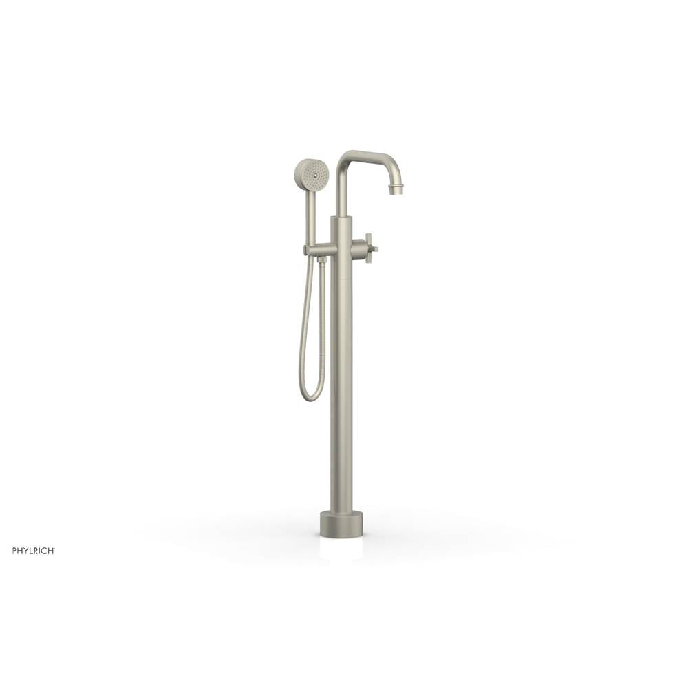 Phylrich - Floor Mount Tub Filler Cross Hdl, Flat Spout - Burnished Nickel