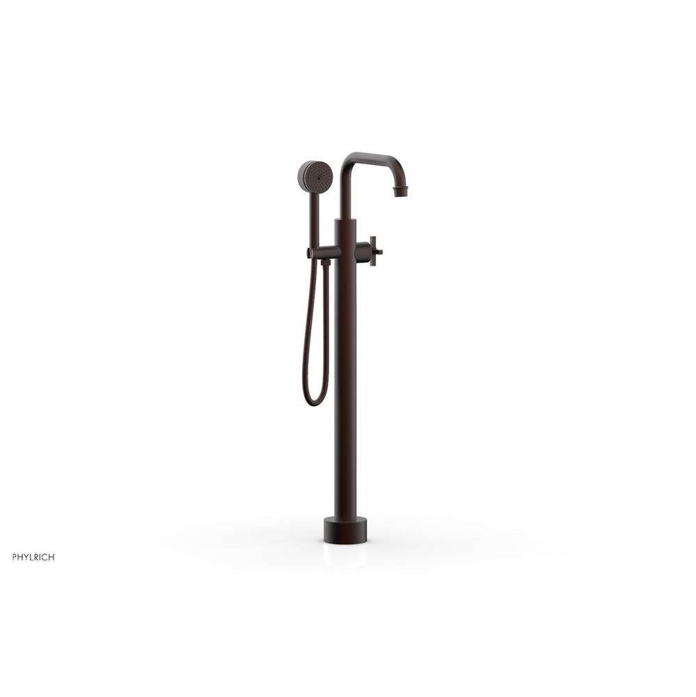Phylrich - Floor Mount Tub Filler Cross Hdl, Flat Spout - Weathered Copper