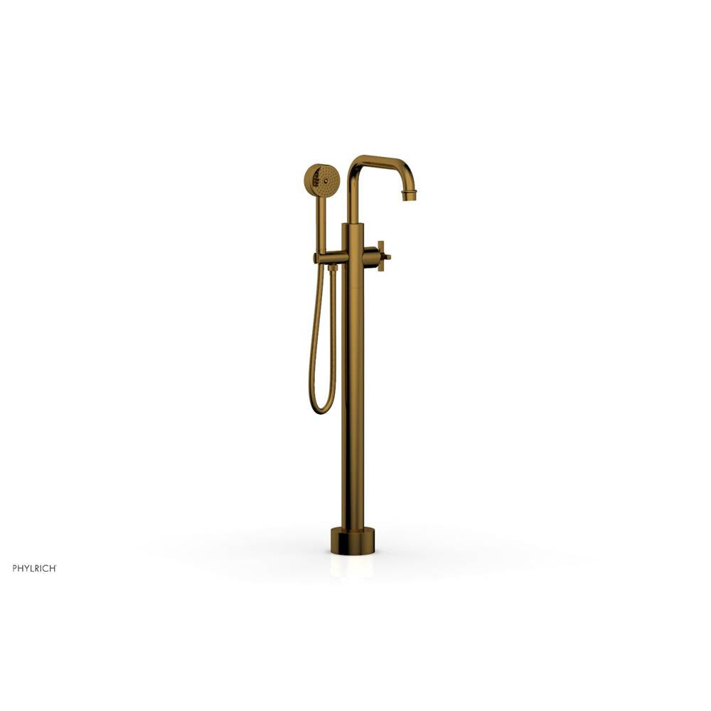 Phylrich - Floor Mount Tub Filler Cross Hdl, Flat Spout - French Brass