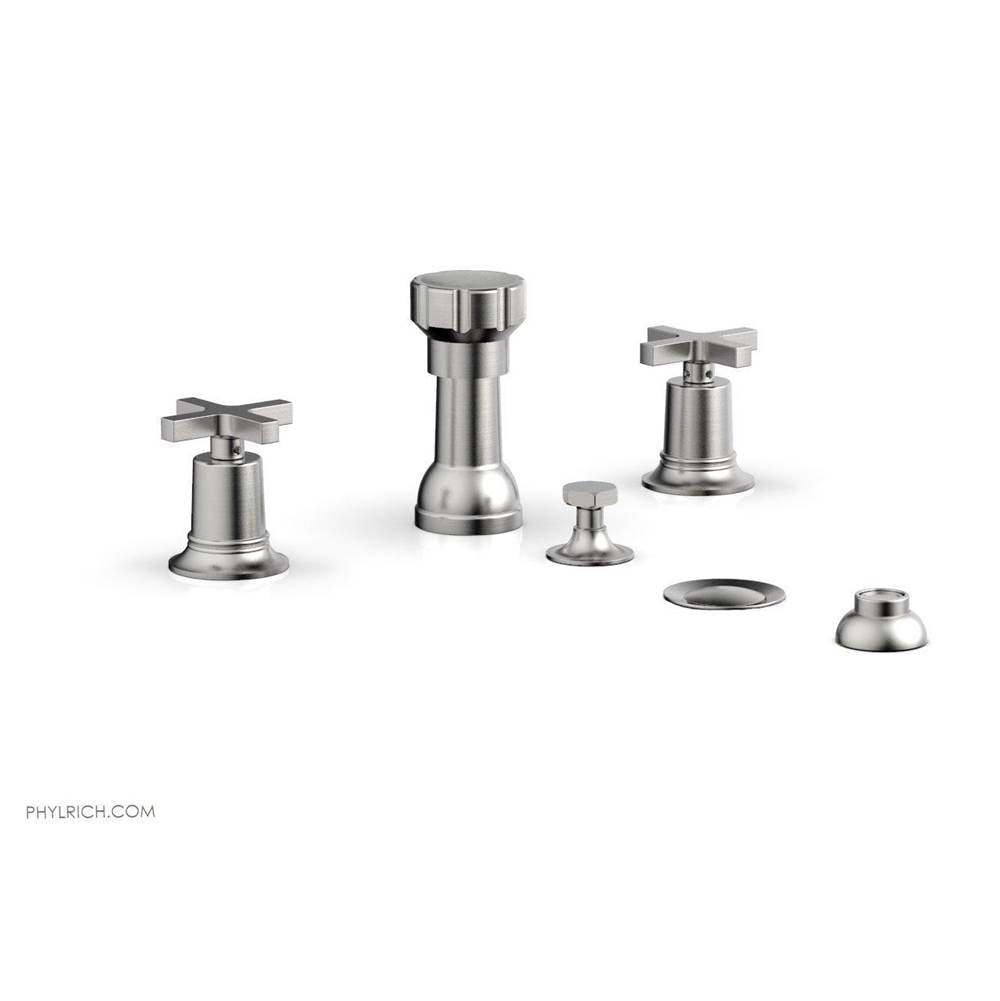 Phylrich - 4 Hole Bidet, Cross Hdl - Satin chrome