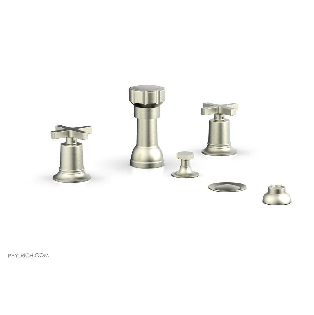 Phylrich - 4 Hole Bidet, Cross Hdl - Satin Nickel