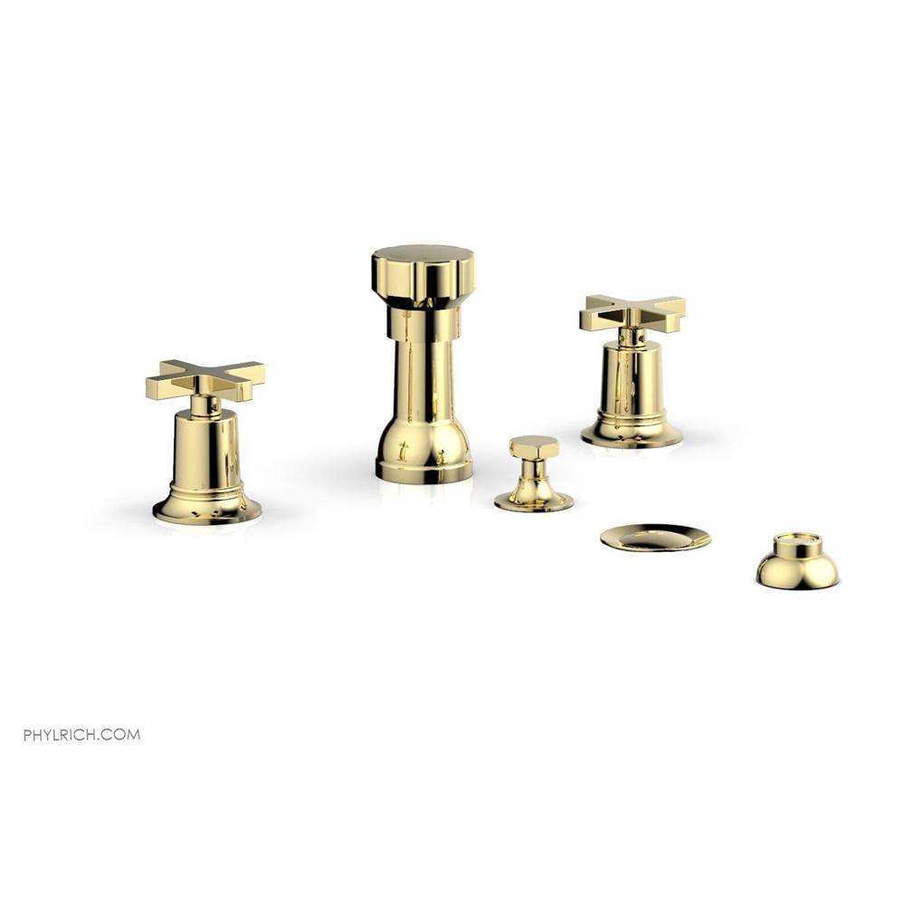 Phylrich - 4 Hole Bidet, Cross Hdl - Polished Brass