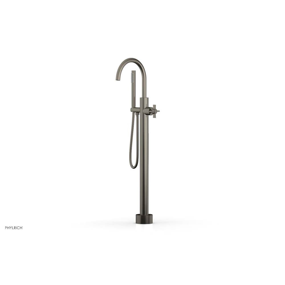 Phylrich - Floor Mounted Tub Filler Cross Blade W/Handshwr-Tall - Pewter