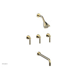 Phylrich - BASIC Three Handle Tub and Shower Set 14'' Spout - Lever Handles D2130-14 - Old English Brass