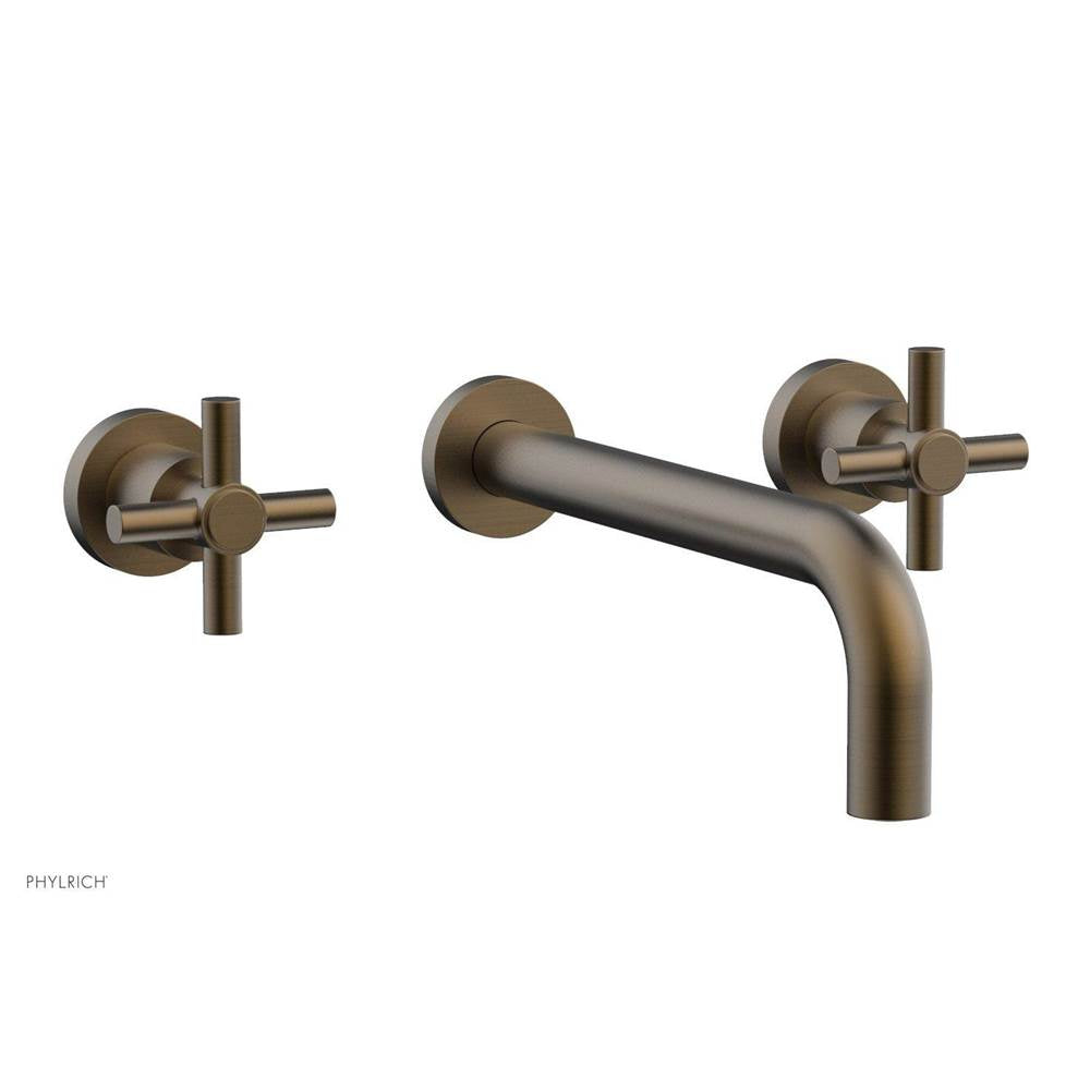 Phylrich - BASIC Wall Lavatory Set 10'' Spout - Tubular Cross Handles DWL134-10 - Old English Brass