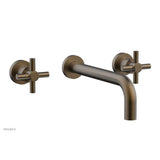 Phylrich - BASIC Wall Lavatory Set 10'' Spout - Tubular Cross Handles DWL134-10 - Old English Brass