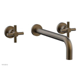 Phylrich - BASIC Wall Lavatory Set 12'' Spout - Tubular Cross Handles DWL134-12 - Old English Brass