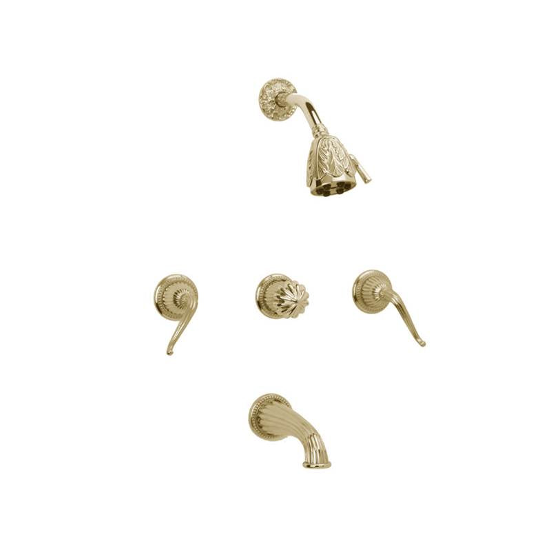 Phylrich - 3 Handle Tub/Shower, - Old English Brass