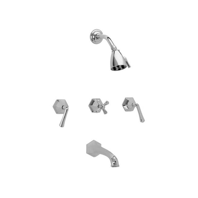 Phylrich - 3 Handle Tub/Shower, - Old English Brass