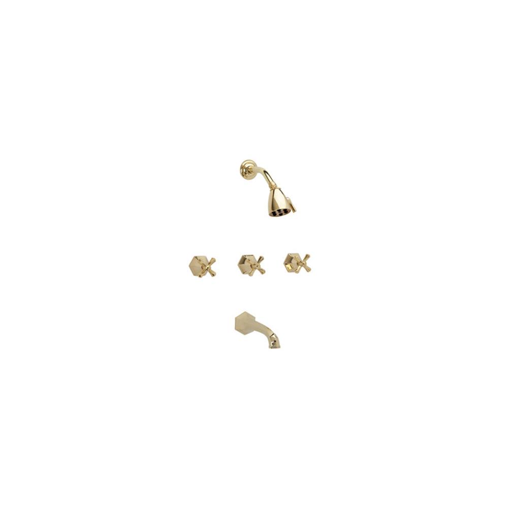 Phylrich - 3 Handle Tub/Shower, - Old English Brass
