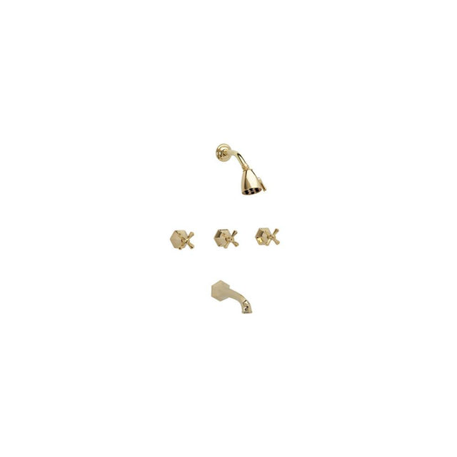 Phylrich - 3 Handle Tub/Shower, - Old English Brass