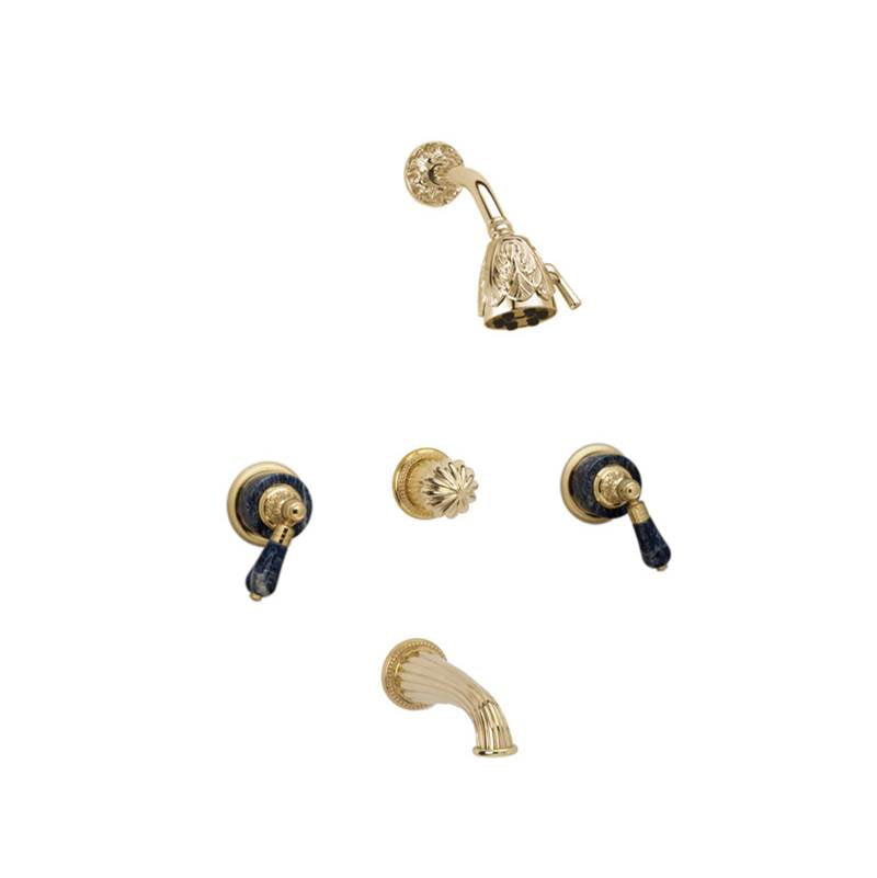 Phylrich - 3 Handle Tub/Shower, - Old English Brass