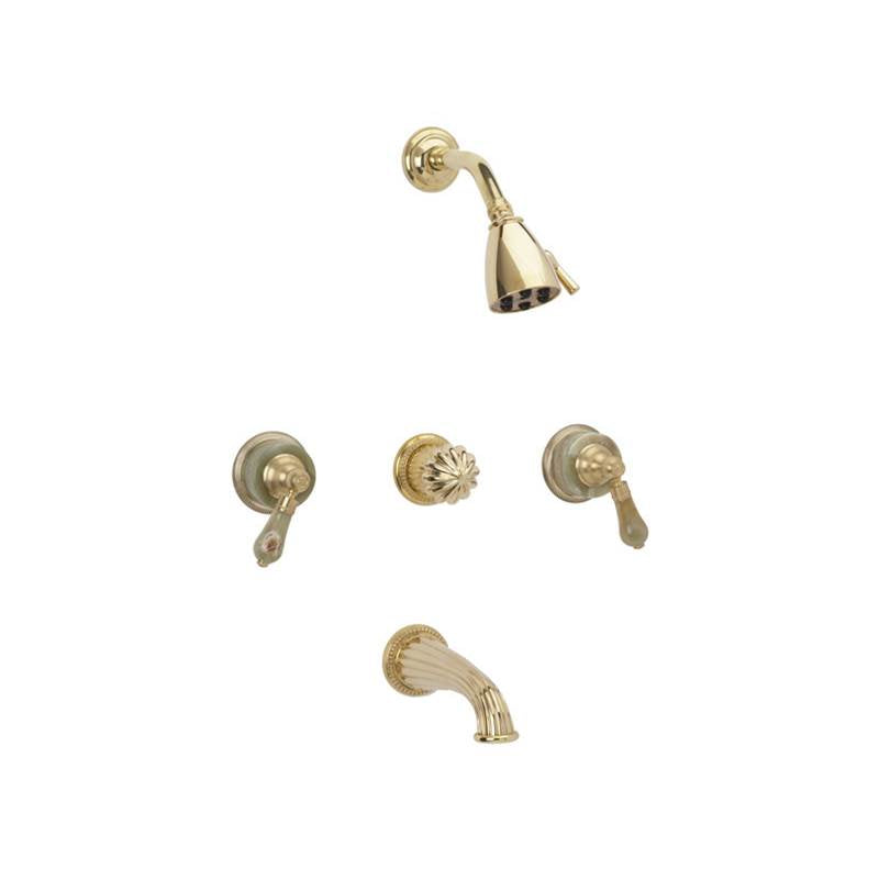 Phylrich - 3 Handle Tub/Shower, - Old English Brass