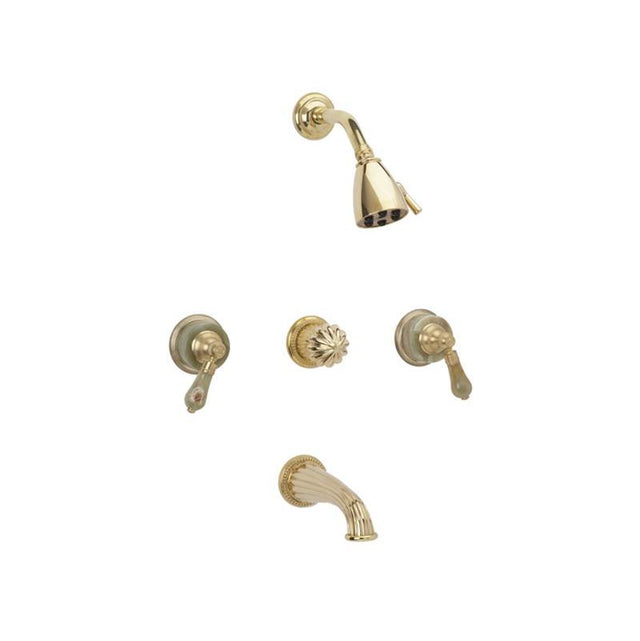 Phylrich - 3 Handle Tub/Shower, - Old English Brass