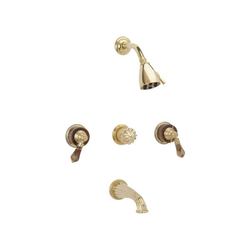 Phylrich - 3 Handle Tub/Shower, - Old English Brass