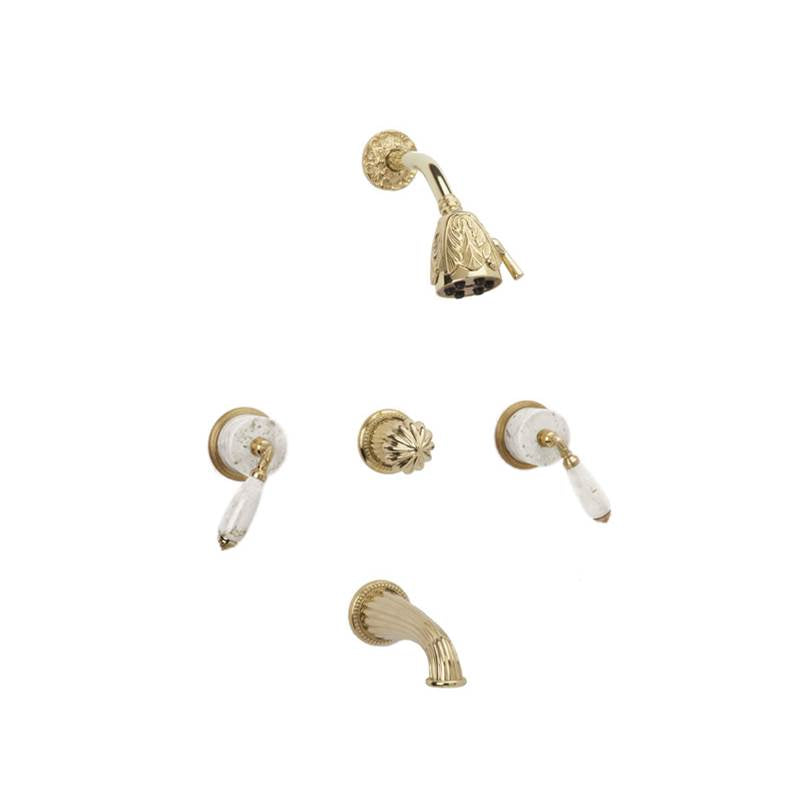 Phylrich - 3 Handle Tub/Shower, - Old English Brass