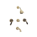 Phylrich - 3 Handle Tub/Shower, - Old English Brass