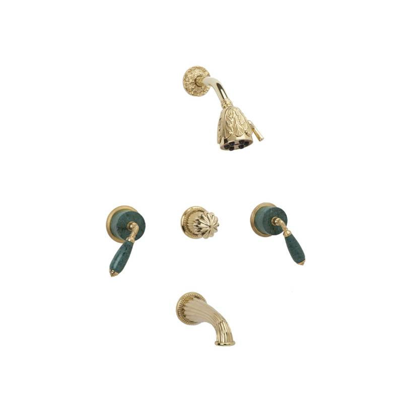 Phylrich - 3 Handle Tub/Shower, - Old English Brass