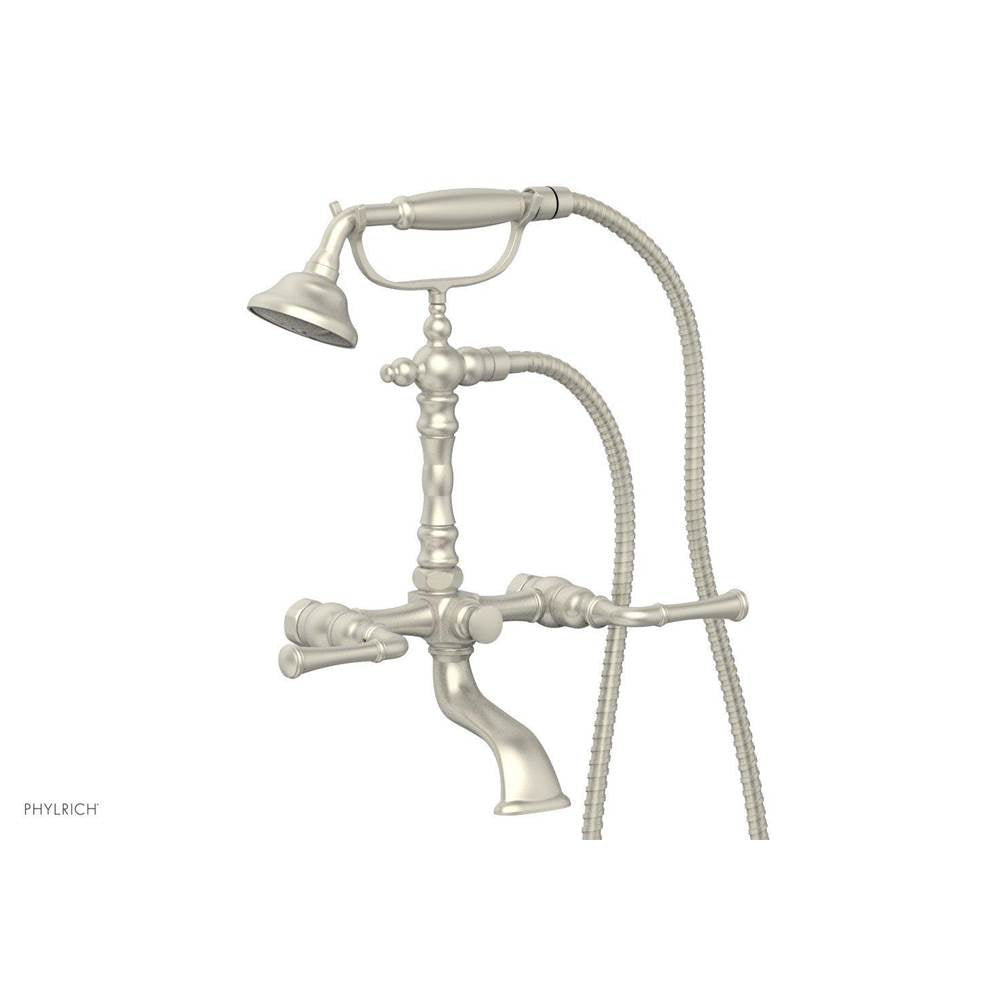 Phylrich - 3 Ring Straight Handle On Exposed Tub &   Shower Set. - Burnished Nickel