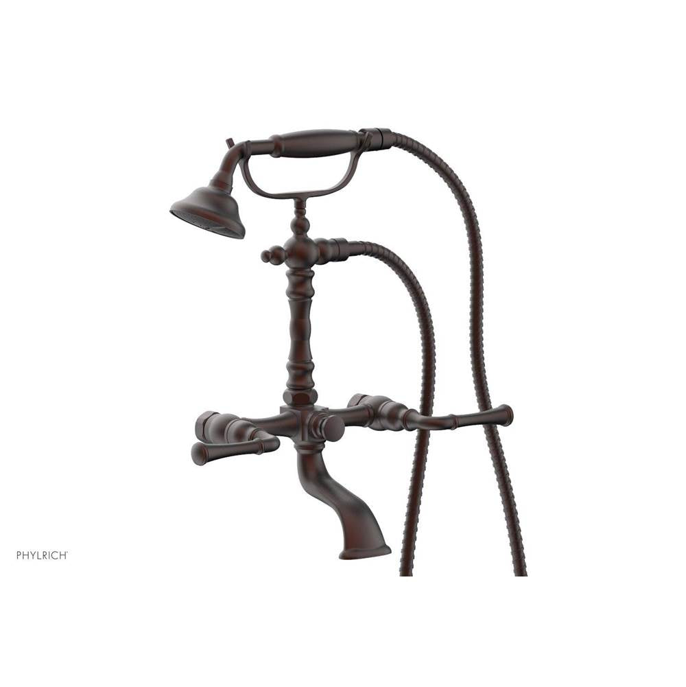 Phylrich - 3 Ring Straight Handle On Exposed Tub &   Shower Set. - Weathered Copper