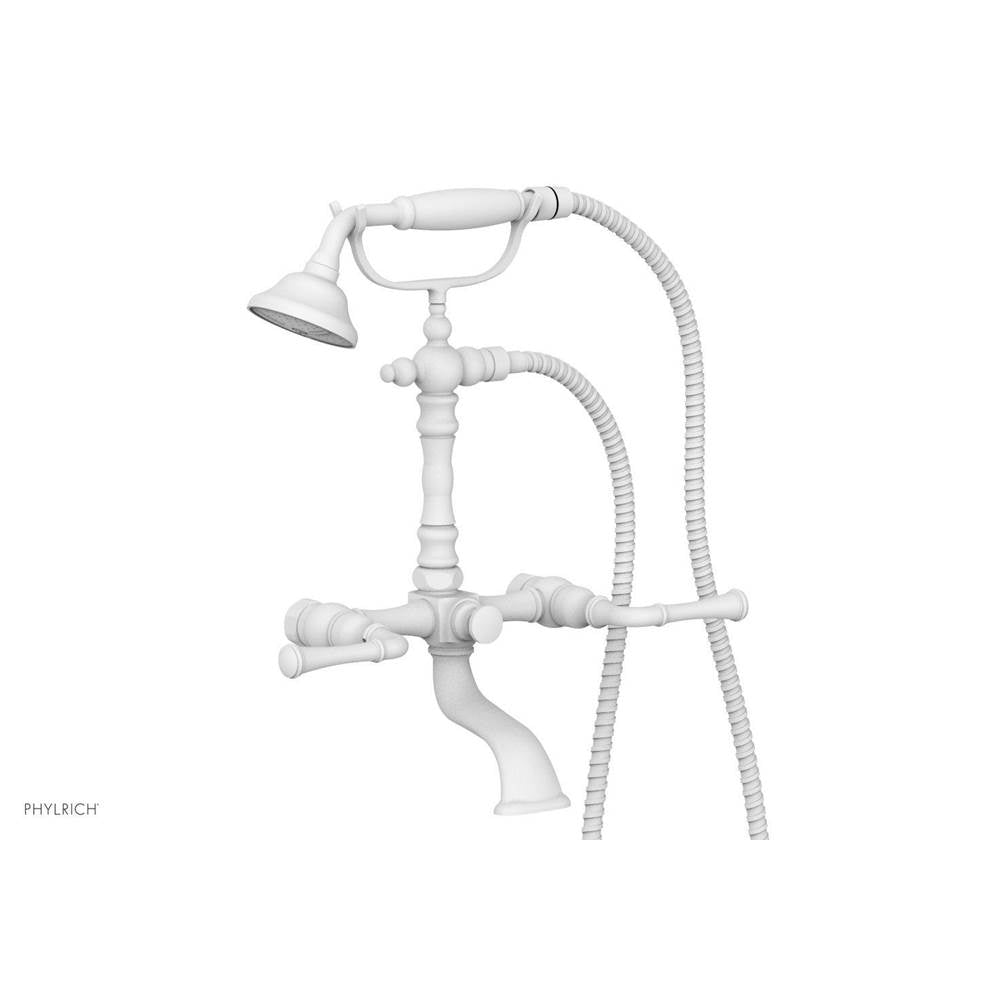 Phylrich - 3 Ring Straight Handle On Exposed Tub &   Shower Set. - Satin White