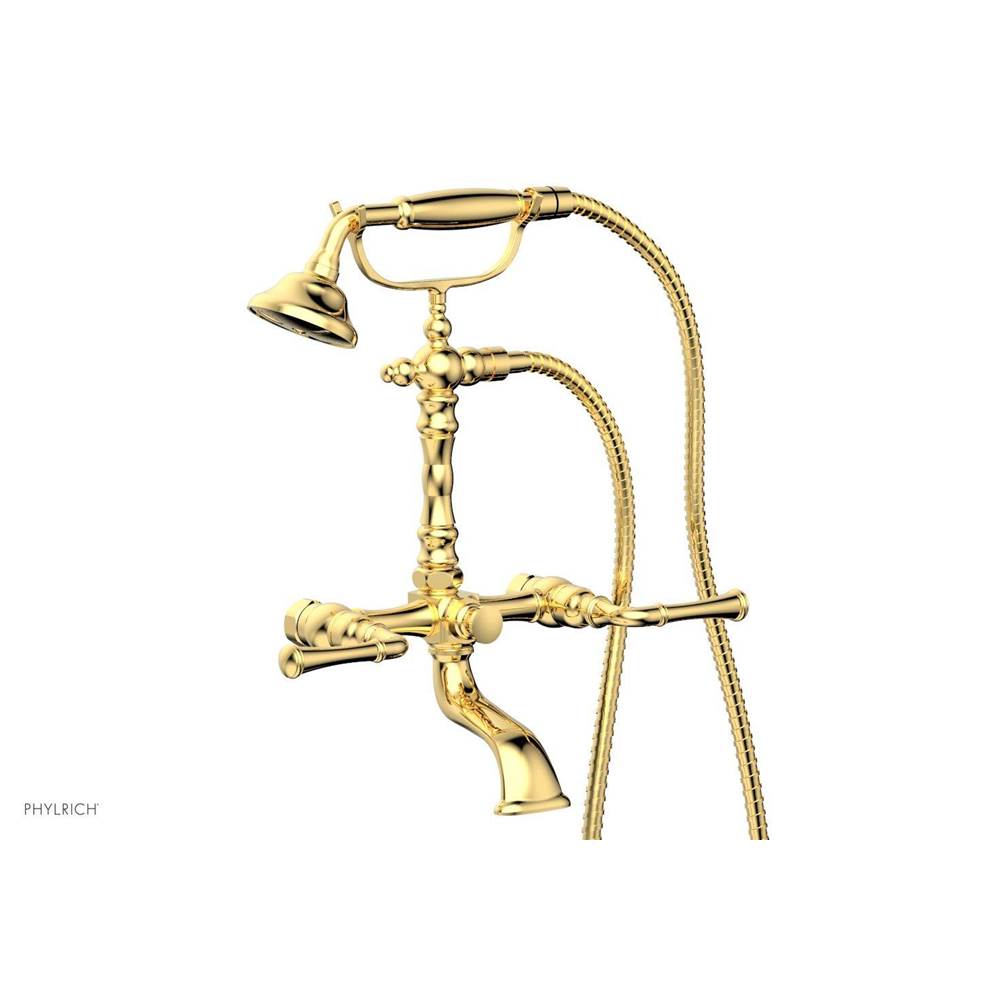 Phylrich - 3 Ring Straight Handle On Exposed Tub &   Shower Set. - Polished Gold