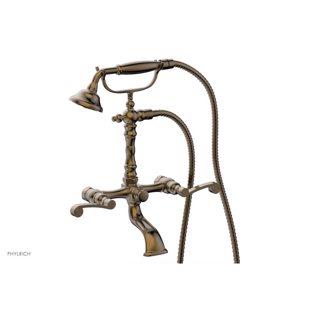 Phylrich - 3 Ring Curved Handle   On Exposed Tub And   Shower Set - Antique Brass