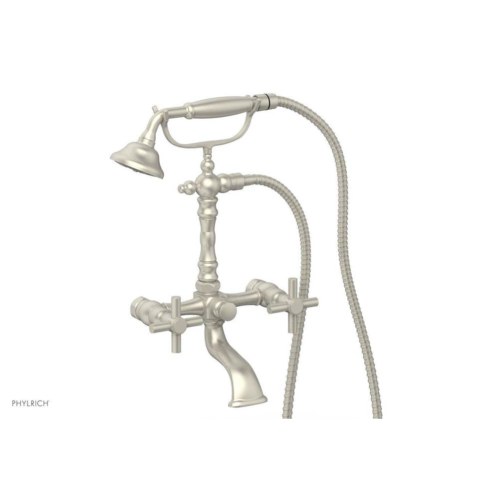 Phylrich - Basic Tubular Cross Handle   On Exposed Tub & Shwr  Set - Polished Brass Uncoated