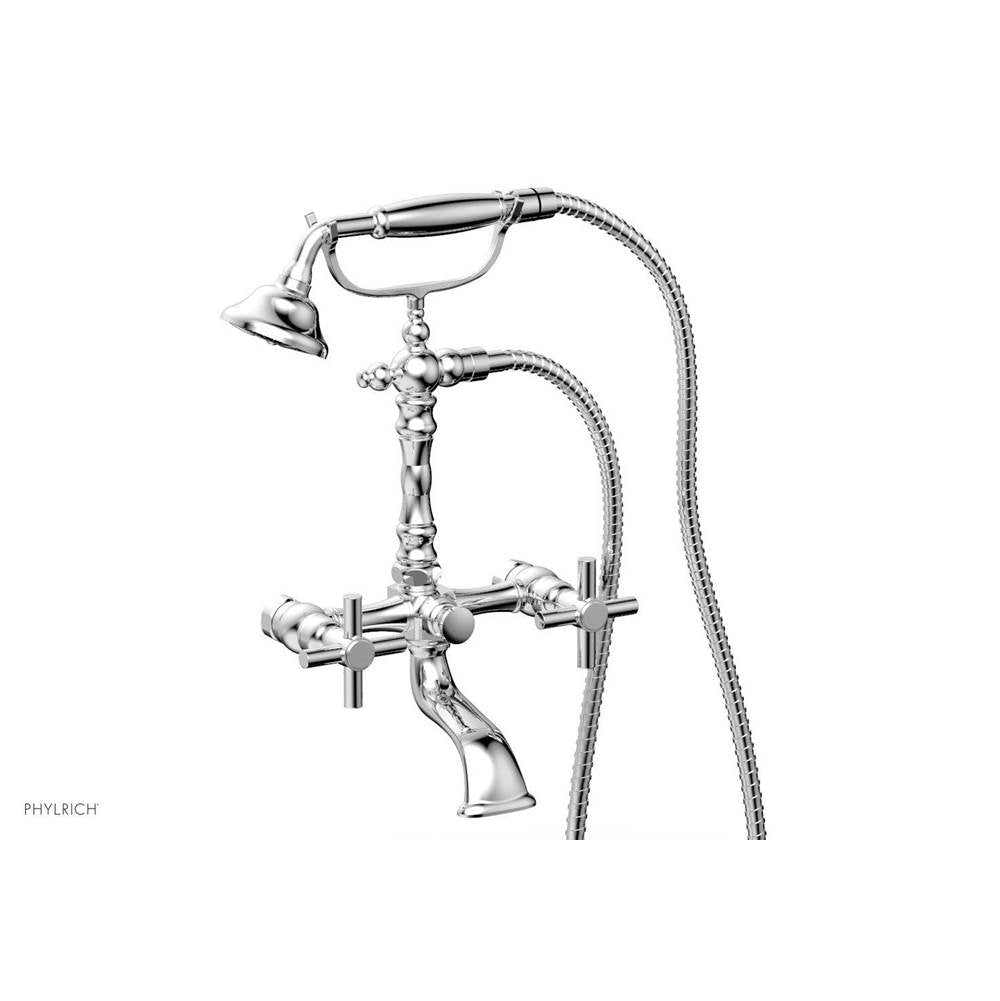 Phylrich - Basic Tubular Cross Handle   On Exposed Tub & Shwr  Set - Satin Brass