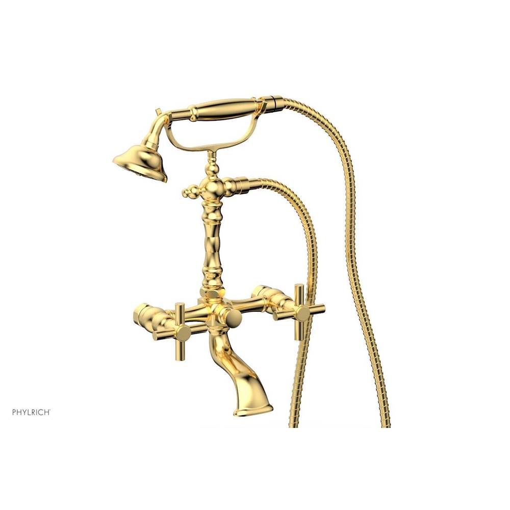 Phylrich - Basic Tubular Cross Handle   On Exposed Tub & Shwr  Set - Burnished Gold