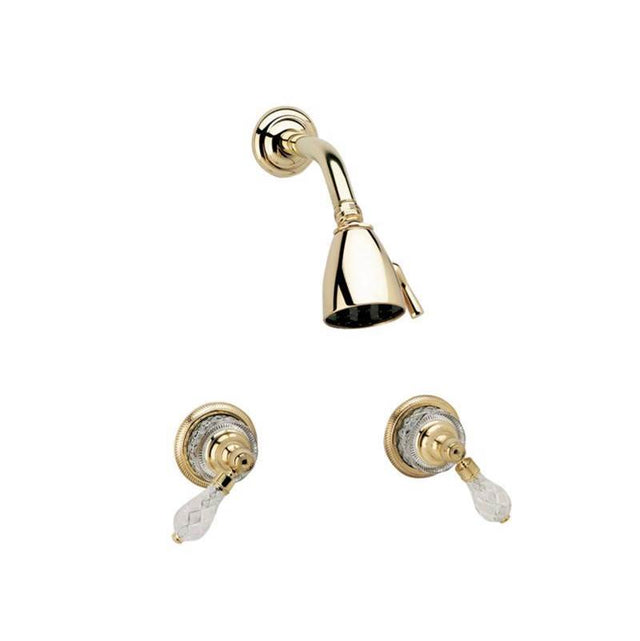 Phylrich - REGENT CUT CRYSTAL Two Handle Shower Set K3181 - Old English Brass
