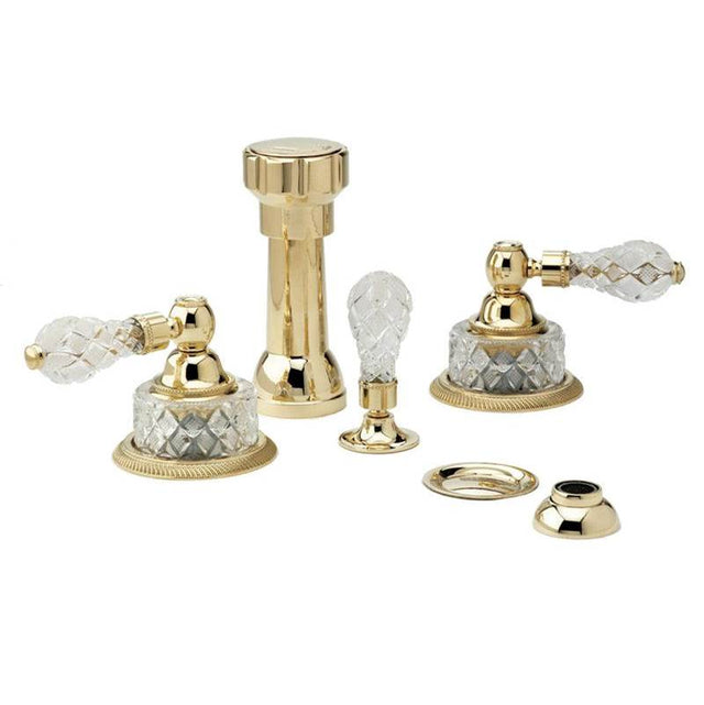 Phylrich - REGENT CUT CRYSTAL Four Hole Bidet Set K4181 - Old English Brass