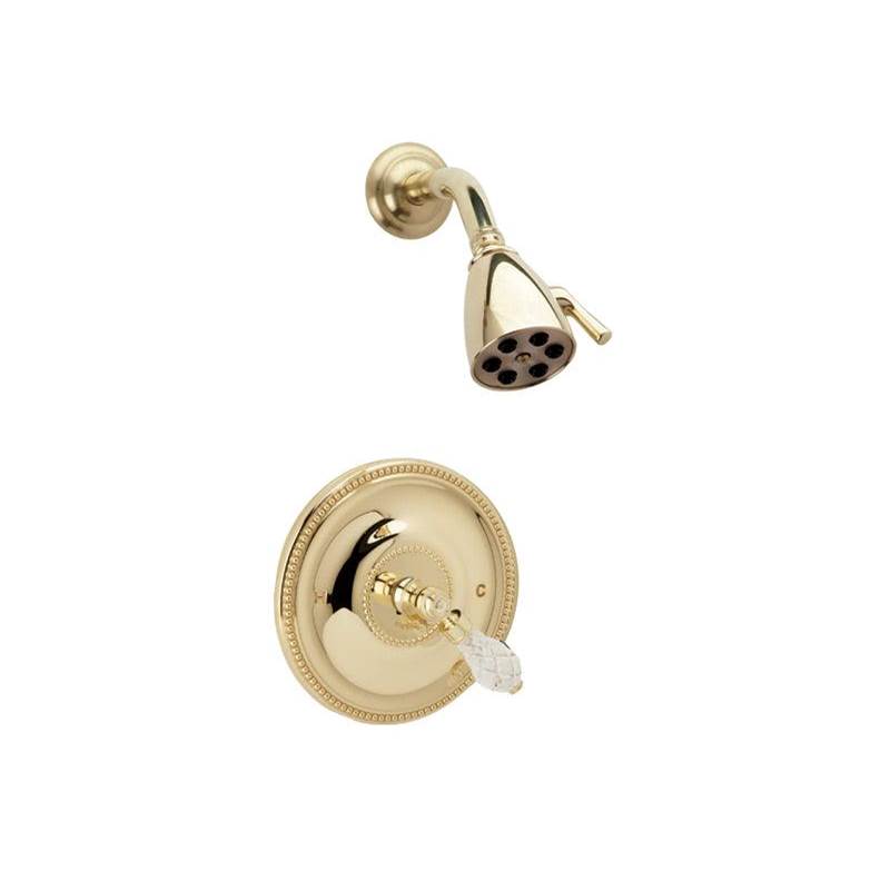 Phylrich - REGENT CUT CRYSTAL Pressure Balance Shower Set PB3181 - Old English Brass