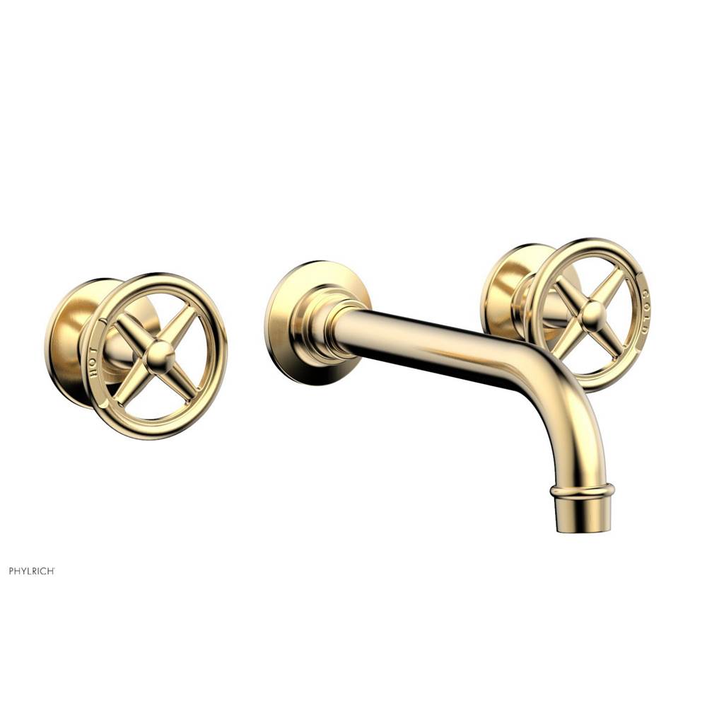 Phylrich - Wall Tub Set Works, Cross Handle - Satin Brass