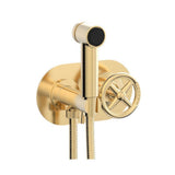 Phylrich - Wall Mounted Bidet Set Works, Cross Handle - Satin Brass