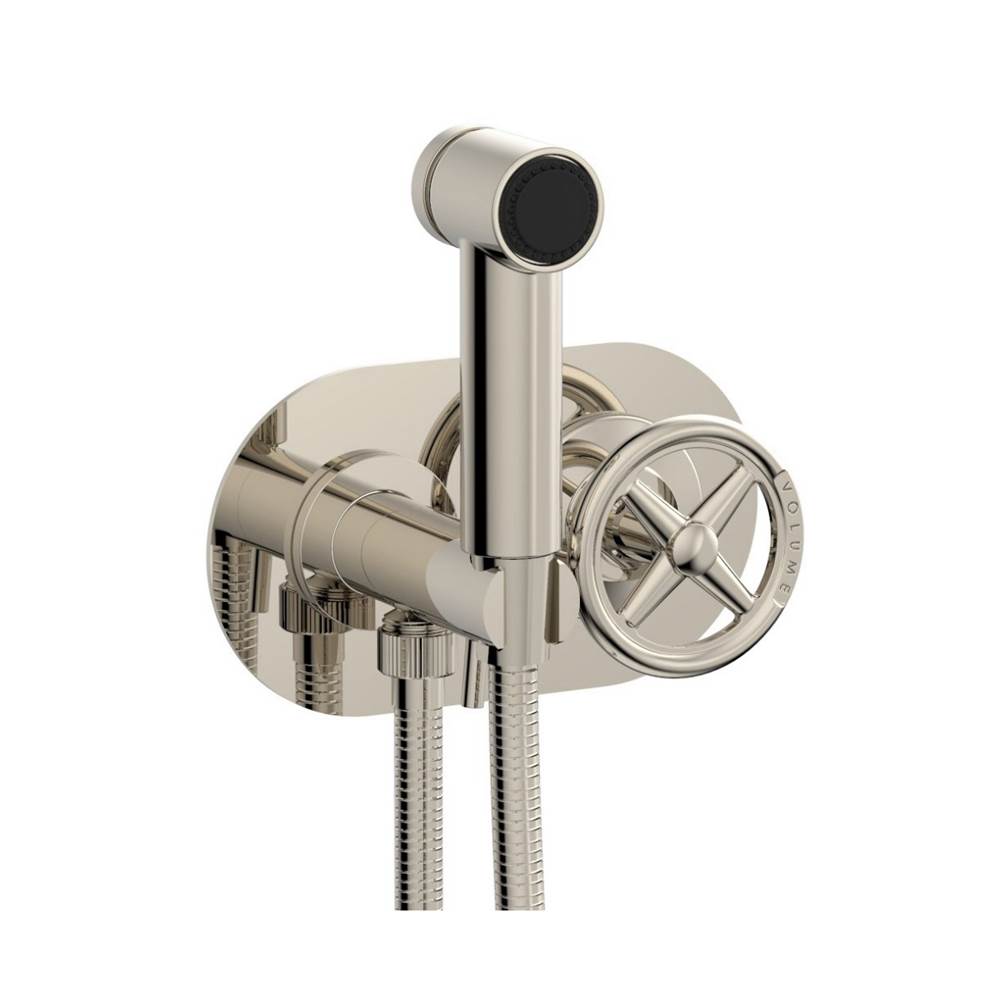 Phylrich - Wall Mounted Bidet Set Works, Cross Handle - Polished Nickel
