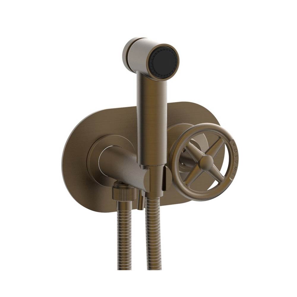 Phylrich - Wall Mounted Bidet Set Works, Cross Handle - Old English Brass