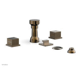 Phylrich - 4 Hole Bidet Set, Cube - Antique Brass