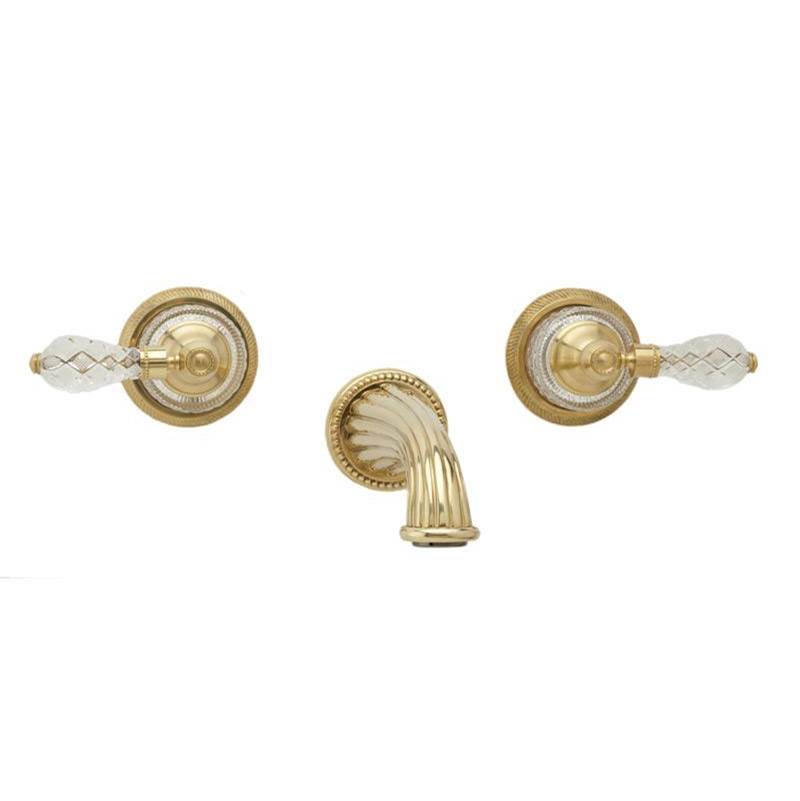 Phylrich - REGENT CUT CRYSTAL Wall Lavatory Set Cut Crystal Handles WL181 - Old English Brass