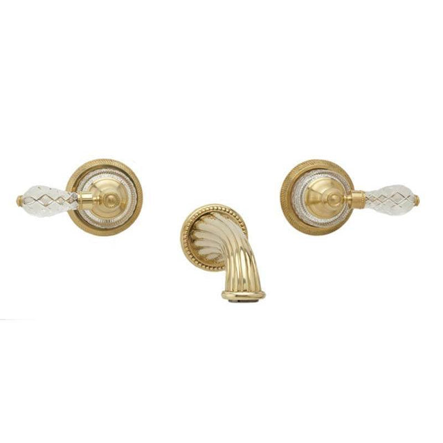 Phylrich - REGENT CUT CRYSTAL Wall Lavatory Set Cut Crystal Handles WL181 - Old English Brass