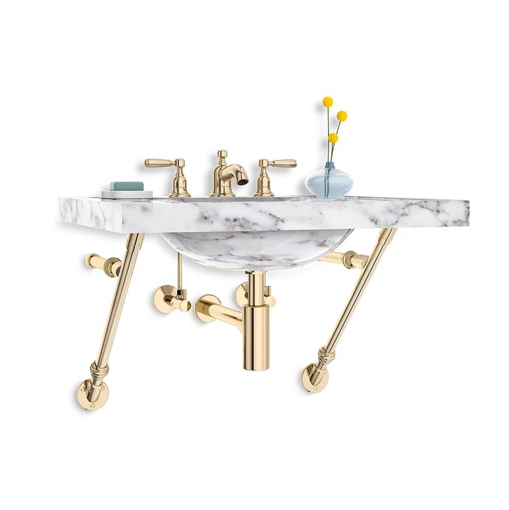 Wall Mount Sys Apex - No Collars in Aged Brass Lacquered