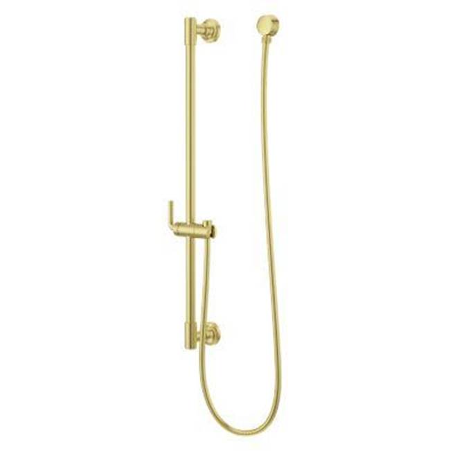 Pfister - Modern Round 30 in. Slide Bar with 60 in. Hose in Brushed Gold - Brushed Gold